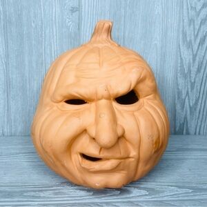 Vintage Terra Cotta Clay jack o lantern Pumpkin Halloween Face decoration garden